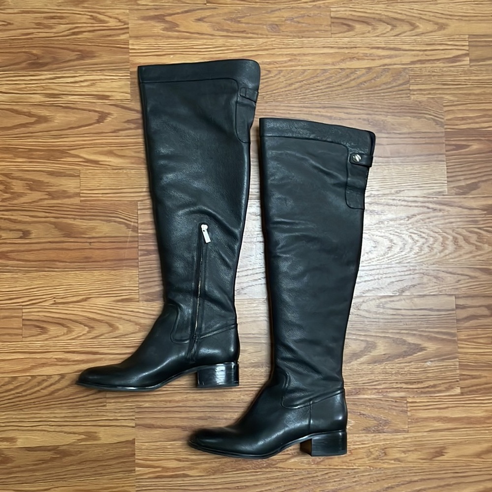 Michael Kors over the knee black leather boots